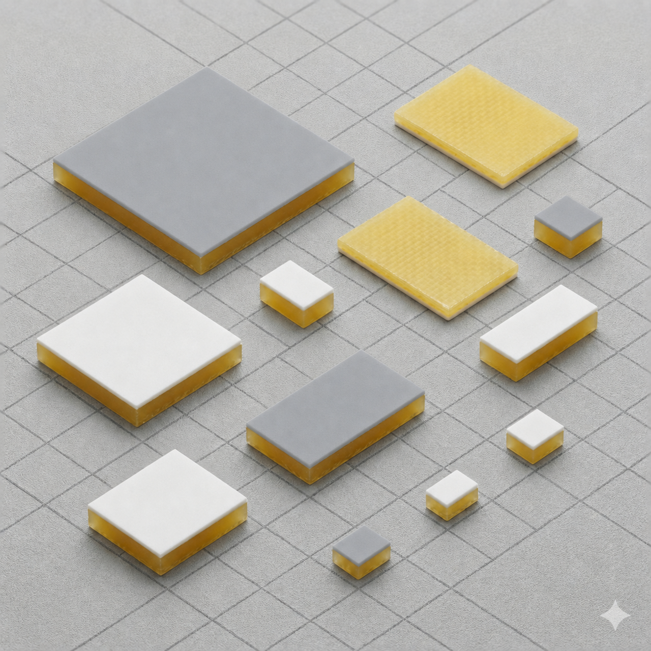 Rectangle type Clean Pad in multiple sizes with white and light-gray surfaces